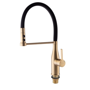 Смеситель Для кухни Mixxus Premium Summer 017 BRUSHED GOLD REFL.BLACK (MI6964) №4