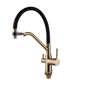 Смеситель Для кухни MixxusPremium Gravity 021 BRUSHED GOLD REFL.BLACK (MI6981) №4