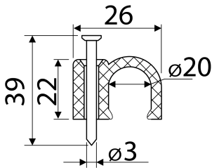 Скоба біла CHR-20 мм кругла (50шт) №3