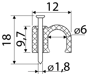Скоба белая CHR-6 мм круглая (100 шт.) №3
