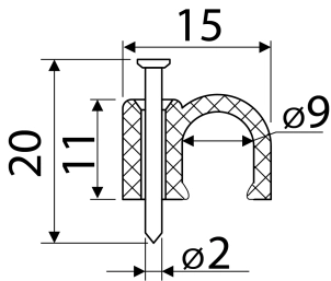 Скоба біла CHR-9 мм кругла (100 шт.) №3