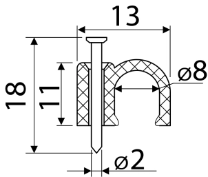 Скоба белая CHR-8 мм круглая (100 шт.) №3