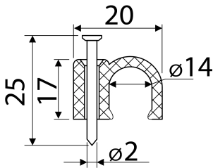 Скоба белая CHR-14 мм круглая (100 шт.) №3