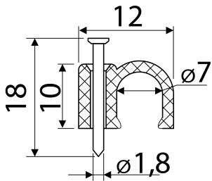 Скоба белая CHR-7 мм круглая (100 шт.) №3