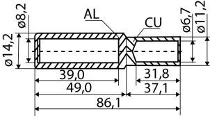 Гильза медно-алюминиевая GTL-35 №3