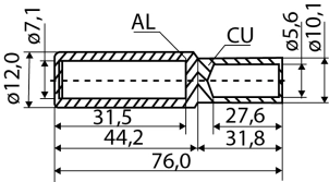 Гильза медно-алюминиевая GTL-25 №3