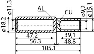 Гильза медно-алюминиевая GTL-70 №4