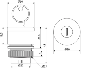 XB2-ES74 Аварійна кнопка з ключем (голова) d30mm №2