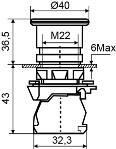 TB5-AC31 Кнопка "грибок" (d 40 мм) "Старт" зелена №7