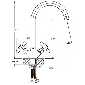 Смеситель Для кухни Haiba Dominox 275 (HB0091) №2