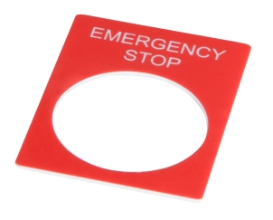 Табличка маркувальна EMERGENCY STOP червона прямокутна для кнопок XB2 №1