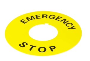 Табличка маркувальна EMERGENCY STOP жовта кругла для кнопок XB2 №1