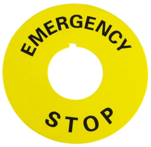 Табличка маркувальна EMERGENCY STOP жовта кругла для кнопок XB2 №2