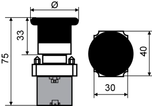 XB2-BC21 Кнопка "грибок" (d 40 мм) "Старт" черная №3