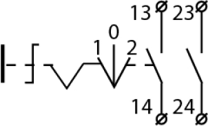 XB2-BJ33 Кнопка поворотна 3-поз. подовжена ручка №5