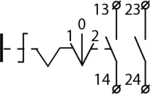 TB5-AD53 Кнопка поворотная 3-поз. с самовозвратом Станд. ручка №6