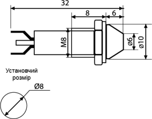 Сигнальна арматура AD22C-8 червона 220V AC №4