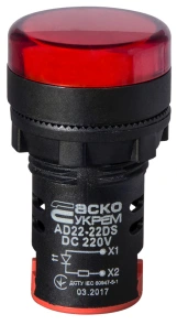 Сигнальная арматура AD22-22DS красная 220V DC №1