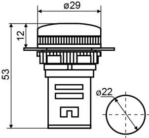 Сигнальная арматура AD22-22DS красная 220V DC №3