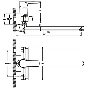 Змішувач для ванни Haiba Columbia 006 (HB0039) №2