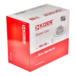 Душевой трап из нержавеющей стали SUS304 Koer FD14-100x100-90 (угловой отвод) (AC0661) №2