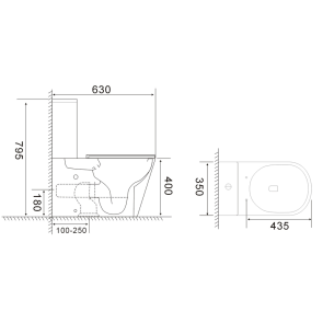 Унитаз-компакт MIXXUS BEVEL-0407-T1 630х350х795mm, система смыва TORNADO 1.0 (MI6690) №2
