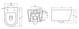 Унітаз підвісний Mixxus ELLIPSE-0306-T3 520x360x365mm, система змиву TORNADO 3.0 (MI6704) №2