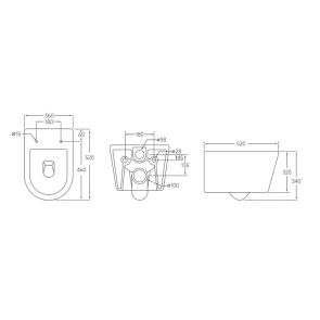 Унитаз подвесной Mixxus BEVEL-0302-R 520x360x365mm, система смыва RIMLESS (MI6709) №2