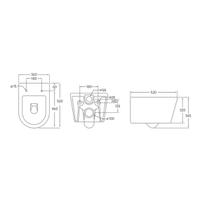 Унітаз підвісний Mixxus ELLIPSE-0306-R 520x360x365mm, система змиву RIMLESS (MI6708) №2