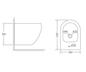 Біде підвісне Mixxus ELLIPSE-0502 520x360x320mm (MI6714) №2