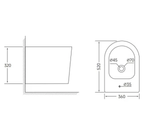 Біде підвісне Mixxus BEVEL-0502 520x360x320mm (MI6715) №2