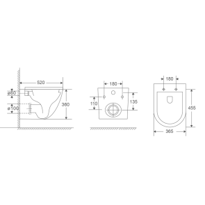 Унітаз підвісний Mixxus Premium ELLIPSE-0303-T3 BLACK 520х365х360mm, система змиву TORNADO 3.0 (MP6 №3