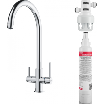 Смеситель для кухни Franke Lina Clear Water, длина излива - 272 мм, поворотный, 1+1 фильтр, хром