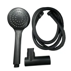 Душевой набор (шланг, лейка, кронштейн) Haiba SET-08 Black (HB3984) №1