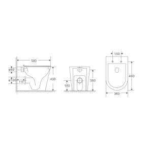 Унітаз підлоговий безбачковий MIXXUS PREMIUM BEVEL-0701-T1 580х365х430mm, система змиву TORNADO 1.0 №2