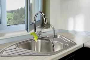 Змішувач для кухні Deante Aster, довж.виливу - 184мм, складний, 1важіль, хром №9