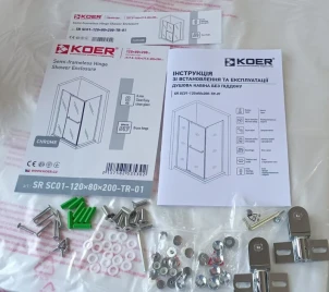 Душова кабіна без піддону Koer SR SC01-120x80x200-TR-01 прозоре скло Easy Clean 8мм, хром (KR №8