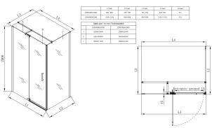 Душова кабіна без піддону Koer SR SC02-120x90x200-TR-01 прозоре скло Easy Clean 8мм, хром (KR №2
