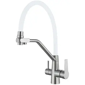 Смеситель Для кухни с гибким изливом на две воды Mixxus FUL-021 REFL.WHITE из нерж. стали SUS304 (M №1