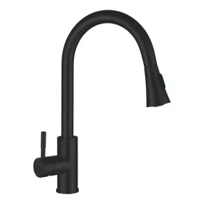 Кухонный смеситель с выдвижной лейкой Mixxus SUS-014-B Black (MI5862) №1