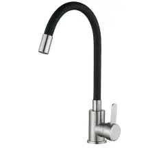 Змішувач для кухНі з чорним гнучким виливом Mixxus FAN-011 Refl.Black (нерж. сталь) (MI6105)