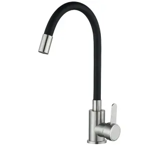 Смеситель Для кухни с черным гибким изливом Mixxus FAN-011 Refl.Black (нерж. сталь) (MI6105) №1