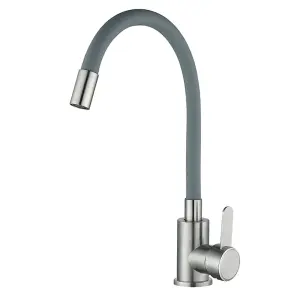 Смеситель Для кухни с серым гибким изливом Mixxus FAN-011 Refl.Gray (нерж. сталь) (MI6106) №1