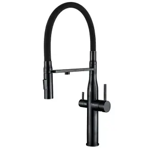Кухонный смеситель на две воды с гибким изливом Mixxus VTM-021 Black Refl.Black (MI6089) №1