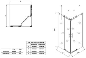 Душова кабіна без піддону Koer SR SC03-90x90x200-TR-07 прозоре скло Easy Clean 6мм, графіт (K №5