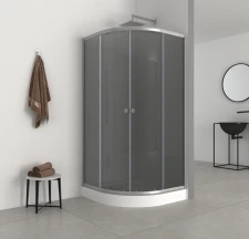 Душова кабіна з низьким піддоном Mixxus PLAIN SCT02-90x90x195-GR SATIN сіре тоноване скло 4м