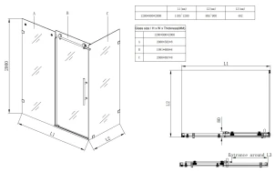 Душова кабіна без піддону Koer SR SC07-120x90x200-TR-01 прозоре скло Easy Clean 8мм, хром (KR №7