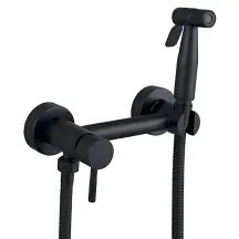 Смеситель настенный с гигиеническим душем Mixxus SUS-222 BLACK из нержавеющей стали SUS304 (MX0680)