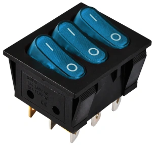 KCD2-3101N C3-BL/B 220V Перемикач 3 клав. синій з підсвічуванням №1