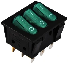 KCD2-3101N GR/B 220V Переключатель 3 клав. зеленый с подсветкой в магазине TVOE